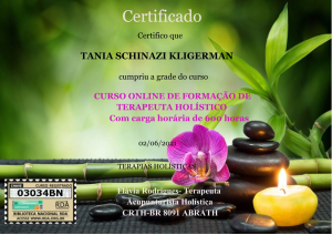 Certificado de Terapeuta Holística